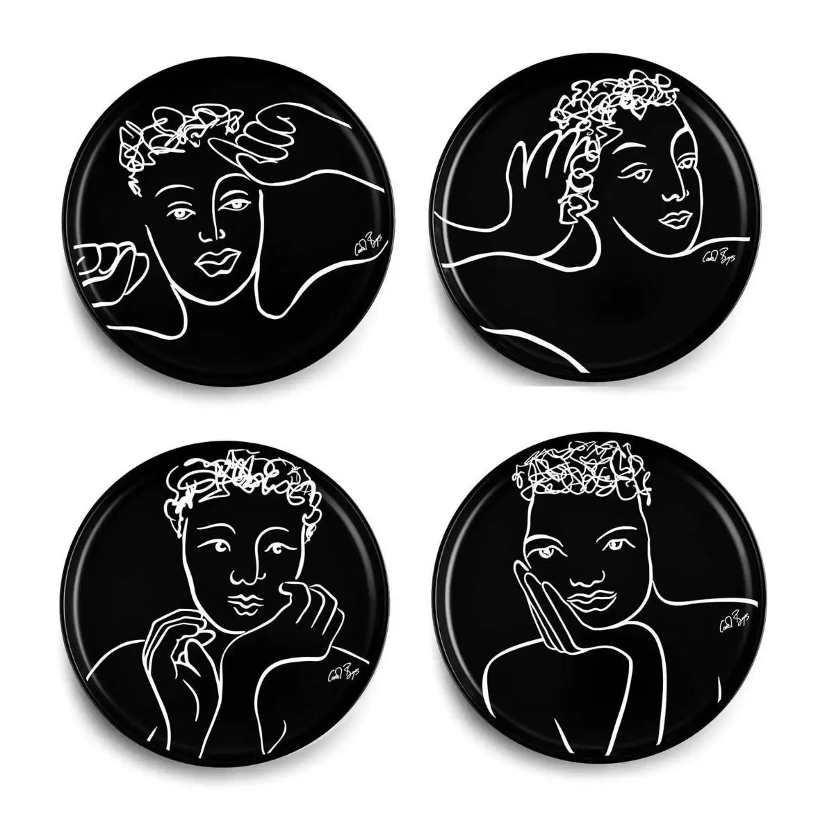 Carrol Boyes Sketchbook Black DINNER PLATE SET OF 4