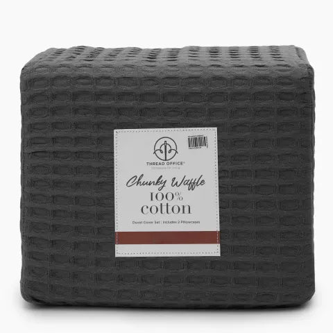 Thread Office Grey Chunky Waffle Duvet Cover Set